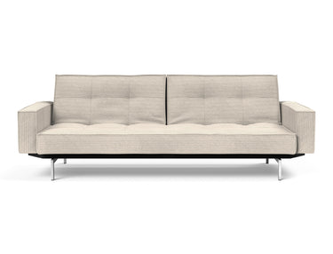 Splitback Chrome sovesofa med armlæn i 594 Corduroy Ivory, set forfra
