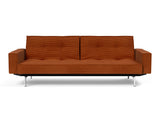 Splitback Chrome sovesofa med armlæn i 595 Corduroy Burnt Orange, set forfra