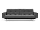 Splitback Chrome sovesofa med armlæn i 852 Mahoga Seal Grey, set forfra