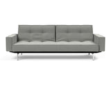 Splitback Chrome sovesofa med armlæn i 853 Mahoga Dove Grey, set forfra