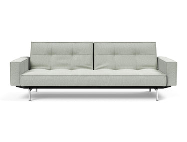 Splitback Chrome sovesofa med armlæn i 888 Mozart Slate Brown, set forfra
