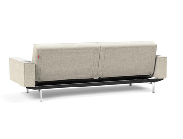 Splitback Chrome sovesofa med armlæn i 357 Taura Off White, set skråt bagfra