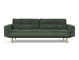 Dublexo Styletto Light Wood sovesofa med armlæn i 281 Avella Pine Green, set forfra