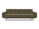 Dublexo Styletto Light Wood sovesofa med armlæn i 316 Cordufine Pine Green, set forfra