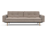 Dublexo Styletto Light Wood sovesofa med armlæn i 318 Cordufine Beige, set forfra