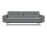 Dublexo Styletto Light Wood sovesofa med armlæn i 320 Corocco Shadow Grey, set forfra