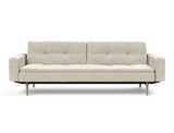 Dublexo Styletto Light Wood sovesofa med armlæn i 357 Taura Off White, set forfra