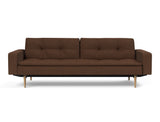 Dublexo Styletto Light Wood sovesofa med armlæn i 359 Taura Cappuccino, set forfra