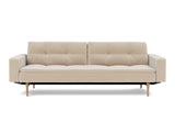 Dublexo Styletto Light Wood sovesofa med armlæn i 410 Esina Almond, set forfra