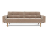 Dublexo Styletto Light Wood sovesofa med armlæn i 417 Esina Mocha, set forfra