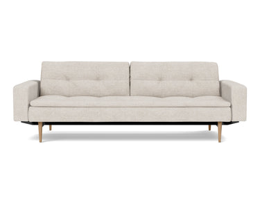 Dublexo Styletto Light Wood sovesofa med armlæn i 470 Yuveno Natural, set forfra