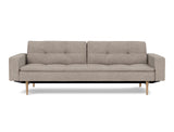 Dublexo Styletto Light Wood sovesofa med armlæn i 472 Yuveno Warm Grey, set forfra