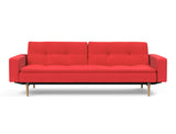 Dublexo Styletto Light Wood sovesofa med armlæn i 511 Elegance Red, set forfra