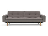 Dublexo Styletto Light Wood sovesofa med armlæn i 521 Mixed Dance Grey, set forfra