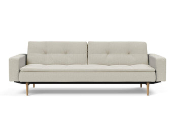 Dublexo Styletto Light Wood sovesofa med armlæn i 527 Mixed Dance Natural, set forfra