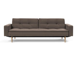 Dublexo Styletto Light Wood sovesofa med armlæn i 530 Bouclé Taupe, set forfra