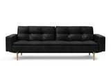 Dublexo Styletto Light Wood sovesofa med armlæn i 550 Faunal Black, set forfra