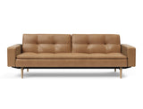 Dublexo Styletto Light Wood sovesofa med armlæn i 551 Faunal Brown, set forfra