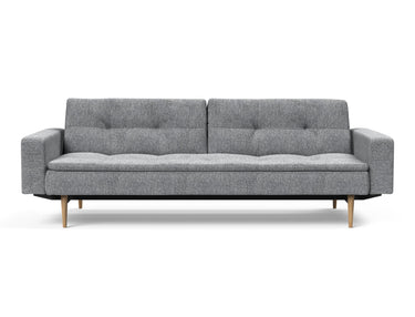 Dublexo Styletto Light Wood sovesofa med armlæn i 565 Twist Granite, set forfra