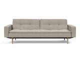 Dublexo Styletto Light Wood sovesofa med armlæn i 579 Kenya Gravel, set forfra