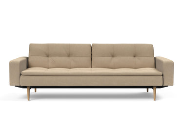 Dublexo Styletto Light Wood sovesofa med armlæn i 587 Phobos Mocha, set forfra