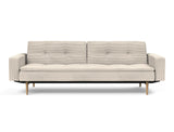 Dublexo Styletto Light Wood sovesofa med armlæn i 594 Corduroy Ivory, set forfra
