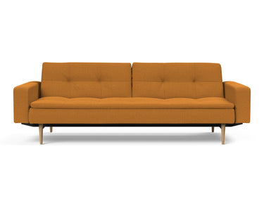 Dublexo Styletto Light Wood sovesofa med armlæn i 893 Mozart Masala, set forfra