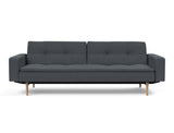Dublexo Styletto Light Wood sovesofa med armlæn i 894 Mozart Grey Bronze, set forfra