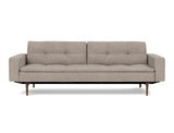 Dublexo Styletto Dark Wood sovesofa med armlæn i 472 Yuveno Warm Grey, set forfra
