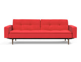 Dublexo Styletto Dark Wood sovesofa med armlæn i 511 Elegance Red, set forfra