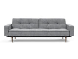 Dublexo Styletto Dark Wood sovesofa med armlæn i 565 Twist Granite, set forfra