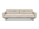 Dublexo Styletto Dark Wood sovesofa med armlæn i 594 Corduroy Ivory, set forfra