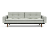 Dublexo Styletto Dark Wood sovesofa med armlæn i 888 Mozart Slate Brown, set forfra
