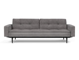 Dublexo Styletto Black Wood sovesofa med armlæn i 282 Avella Warm Grey, set forfra