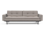Dublexo Styletto Black Wood sovesofa med armlæn i 321 Corocco Warm Grey, set forfra