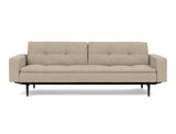 Dublexo Styletto Black Wood sovesofa med armlæn i 356 Taura Sand, set forfra