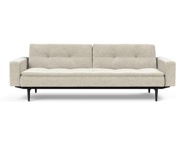 Dublexo Styletto Black Wood sovesofa med armlæn i 357 Taura Off White, set forfra