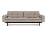 Dublexo Styletto Black Wood sovesofa med armlæn i 472 Yuveno Warm Grey, set forfra