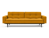 Dublexo Styletto Black Wood sovesofa med armlæn i 507 Elegance Burned Curry, set forfra