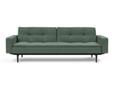 Dublexo Styletto Black Wood sovesofa med armlæn i 518 Elegance Green, set forfra