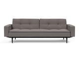 Dublexo Styletto Black Wood sovesofa med armlæn i 521 Mixed Dance Grey, set forfra