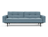 Dublexo Styletto Black Wood sovesofa med armlæn i 525 Mixed Dance Light Blue, set forfra