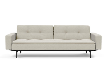Dublexo Styletto Black Wood sovesofa med armlæn i 527 Mixed Dance Natural, set forfra