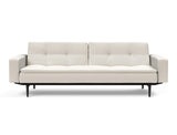 Dublexo Styletto Black Wood sovesofa med armlæn i 531 Bouclé Off White, set forfra