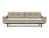 Dublexo Styletto Black Wood sovesofa med armlæn i 539 Bouclé Beige, set forfra
