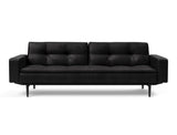 Dublexo Styletto Black Wood sovesofa med armlæn i 550 Faunal Black, set forfra