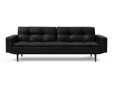 Dublexo Styletto Black Wood sovesofa med armlæn i 550 Faunal Black, set forfra