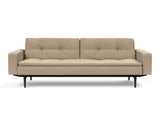 Dublexo Styletto Black Wood sovesofa med armlæn i 587 Phobos Mocha, set forfra