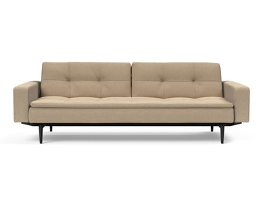 Dublexo Styletto Black Wood sovesofa med armlæn i 587 Phobos Mocha, set forfra