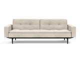 Dublexo Styletto Black Wood sovesofa med armlæn i 594 Corduroy Ivory, set forfra